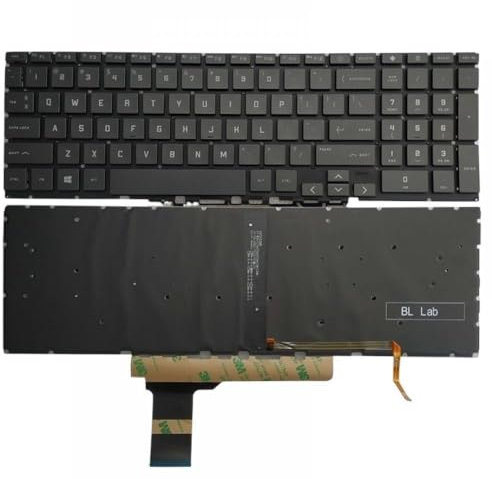 Clavier d'ordinateur Portable américain Noir et Blanc Compatible avec Victus TPN-Q263 16-E 16-e0078ur 16-D 16-D0013dx 16-D0030 16T-D000 16-D0249 16-D0248 16-D0150TX(Black with BACKLT)