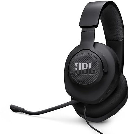 JBL Quantum 100M2 - Wired Over-Ear Gaming Headset with omnidirectional, Detachable mic with Mute Option and Fabric-Covered Memory Foam Ear Cushions, Compatible with All Platforms (Black)