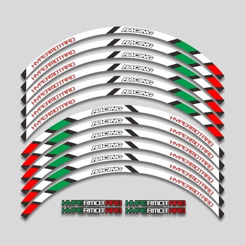 YUEYZHK Modische Streifenkante 17-Zoll-Motorradaufkleber, Felgenaufkleber, Räder, Reflektierendes Streifenband Für Ducati Hypermotard 939 821 796 950 1100(Style 15)