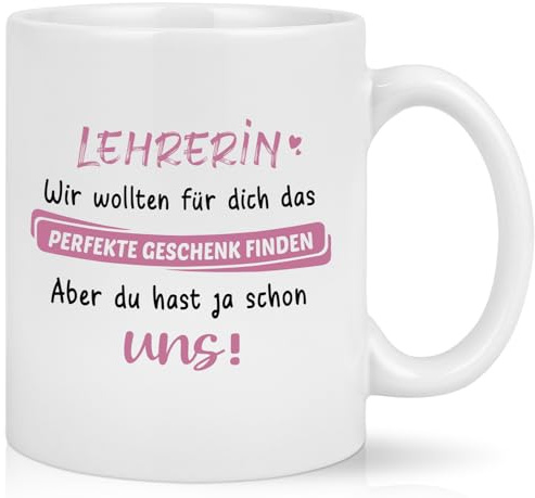 Joymaking Tasse Abschiedsgeschenk für Lehrerin - wir wollten für dich das perfekte Geschenk - Kaffeetasse zum Abschied beste Lehrerin Geschenk für die beste Lieblingslehrerin zum Abschied, 320ml Weiß