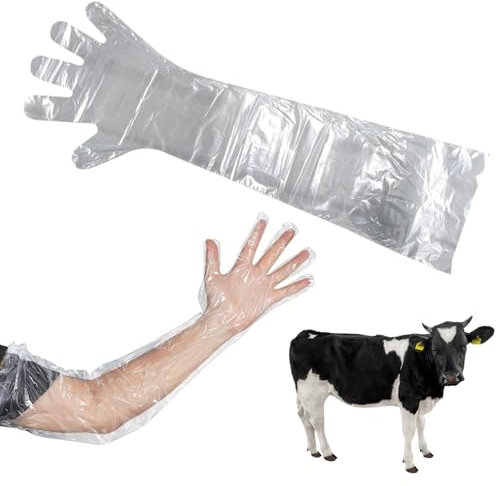KARELLS Long Sleeve Vet Gloves,Long Sleeve Veterinary Gloves,30pc Disposable Soft Plastic Film,for Livestock Insemination,Household Cleaning (Transparent)