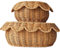 Wicker Basket with Lid, 2pcs 12.8in 8.3in Hand Woven Scalloped Basket with Lids, Fruit Candy Storage Baskets for Bedroom Living Room Nursery Storage