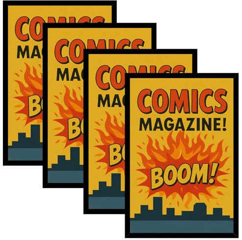 HEYTUYA 4 Pack Comicbuchrahmen Display bis zu 6 3/4 x 10 1/4 Comic Book für Wand und Tischdisplay, Comic Book Display Rahmen mit bruchfestem Plexiglas für Comics 4er Set, Schwarz