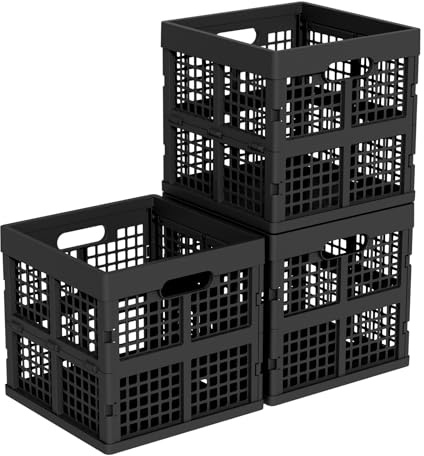 Xeabia 18 L Collapsible Square Milk Crate, Plastic Storage Crates, 3-Pack