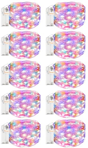 bitjam 10 Stück Lichterkette Batterie Timer, 3M 30 LED Mini Kupferdraht Fairy Lights, Lichterketten Batteriebetrieben (AA Batterie) für Party Weihnachten Hochzeit Schlafzimmer Innen Deko, Mehrfarbig
