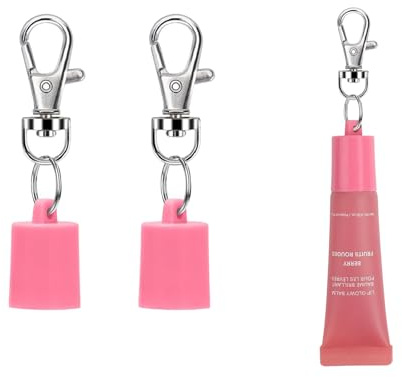 Leeneen Schlüsselanhänger für Lipgloss, Sommerfreitage, 2 Stück, Lippenbalsam-Halter, Schlüsselanhänger, tragbare Lipgloss-Hülle für Frauen und Mütter (Rosa)