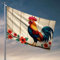 Drapeaux pour chambre drôle Un coq coloré perché sur une branche avec des fleurs vibrantes. Drapeau décoratif pour porche extérieur pour dortoir (30 x 45 cm)