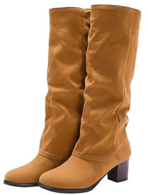 Stivali alti da donna fino al ginocchio - Stivali overknee da donna con tacco - Stivali in pelle con tacco a blocco, stivaletti da donna a gambale lungo, stivali da cowboy, stivali western, stivali a