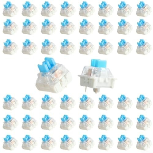 Zeroupshop 50 PCS Keyboard Switch Mechanical Keyboard Replacement Parts Clear Housing 3 Pin Tactile With Pre-Lubed Design For Gaming And Typing