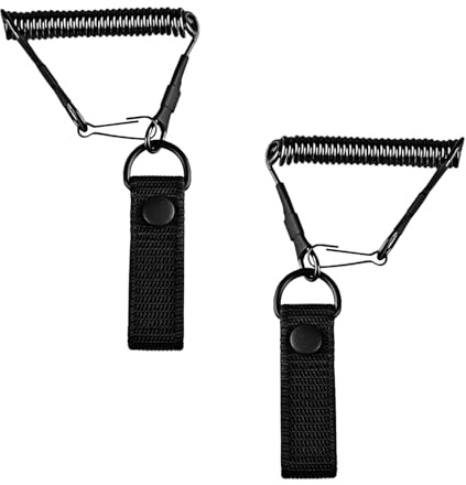 2 Pièces Longes Tactiques Noires avec Cordon de Sécurité Elastique et Mousqueton à Spirale,lanière, lanière de clé,Sangle de Verrouillage Extensible,,Réutilisable,Convient pour Les Outils d'escalade,