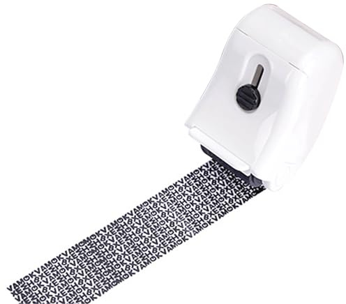 Sonjade Identity Theft Protection Roller Security Stamp, Built in Cutter & Flip Cover Design, Privacy Guard Confidential Data for Your ID, Documents, Labels, Packages, Address, 1 Pack (White)