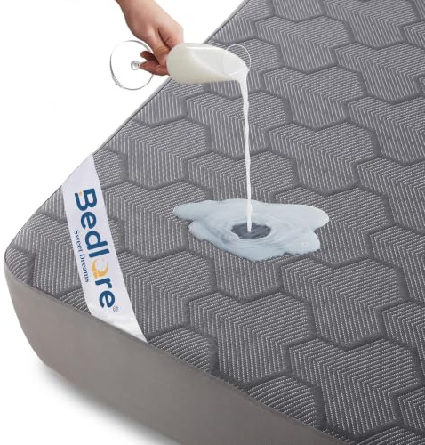 BEDLORE Matratzenschoner 90x200cm 100% Wasserdicht & Atmungsaktiv, Grau | Premium-TPU-Membran, 3D-Luft-Bambusgewebe, 30cm Tiefe Taschen, Maschinenwaschbar bei 40°C–60°C, OEKO-TEX Zertifiziert