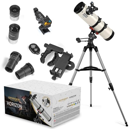 Omegon Teleskop Horizon CR N 130/650 AZ-Bellavista | Deep-Sky-Beobachtung | parabolischer Hauptspiegel | Crayford-Okularauszug | intuitive AZ-Montierung | für Einsteiger & Familie
