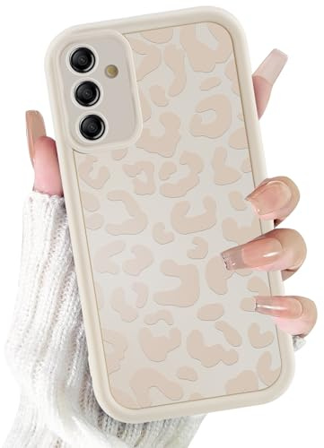 Vxinvnoi Coque pour Samsung Galaxy A15 4G/5G, Aesthetic Léopard Motif Design Étui Souple Ultra Mince TPU Silicone Housse Anti-Rayures Camera Protection Etui Bumper Cover pour Samsung A15 6,5'' - Beige