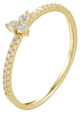 Ayoiow Ring Gold Echt Damen, Moissanit Dünn Stapeln Ring für Damen Gold 750 Echte, 18 Karat Gelbgold Größe 54 (17.2)