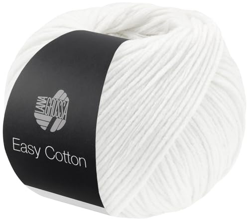 LANA GROSSA Easy Cotton | Multifile Baumwollmischung | Handstrickgarn aus 50% Baumwolle & 50% Polyacryl | 50g Wolle zum Stricken & Häkeln | 123m Garn FB 1