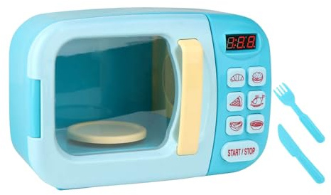 Syrisora Four Jouet à Micro-Ondes pour Enfants, avec Simulation de Musique, Plateau Rotatif, Ensemble de Jeu électronique pour Enfants, Cadeau d'anniversaire, Apprentissage des Ou (Bleue)