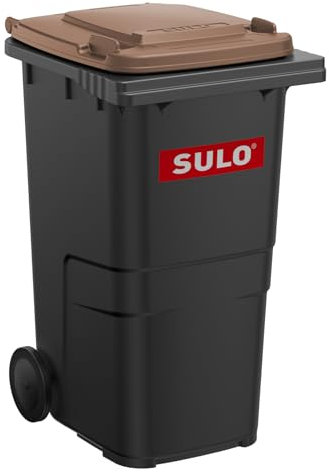 Sulo Mini poubelle originale - Grande version - 240 l - Marron - Récipient de rangement miniature - Poubelle de table - Porte-stylos - Jouet de collection