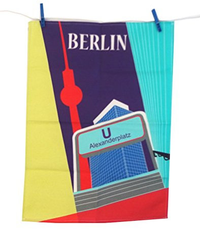 Geschirrtuch Berlin Alexanderplatz Baumwolle/Leinen Mehrfarbig bunt
