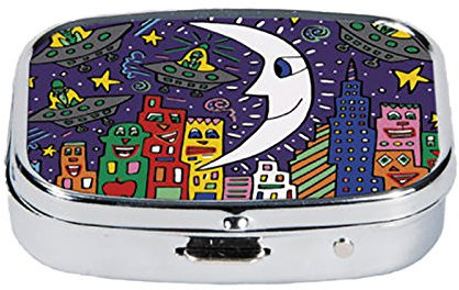 Fridolin 18224 Pillendöschen James Rizzi - Something About The Night, Metall, 5,1 x 3,6 x 1,8 cm, bunt