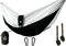 Monkey Swing Hängematte Ultraleicht inkl. Karabiner & Schwerlastgurten (bis 300  kg belastbar, 275 x 140 cm) – ideal für Camping, Outdoor, Trekking & als Reisehängematte (Schwarz/Weiss)