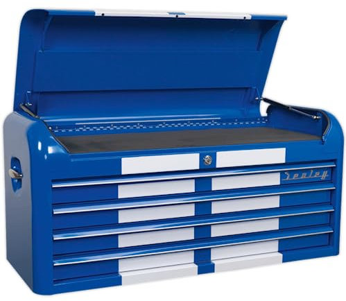 SEALEY Werkzeugkiste ap41104bws 4 Schublade breit Retro Stil – Blau mit weißen Streifen