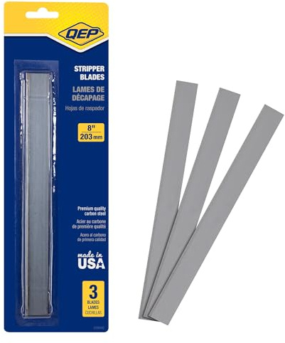 QEP 62904Q 8 in. Carbon Steel Replacement Blades for Floor Scraper and Striper, 3 Count, Grey