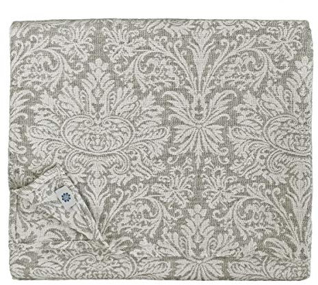 Linen & Cotton Qualität Jacquard Damast Tischdecke Hercus - 53% Leinen, 47% Baumwolle, Weiß Grau (133 x 300 cm) Tischtuch Stoff Tischwäsche Lang für Haus Home Küche Dekor Esszimmer Wohnzimmer