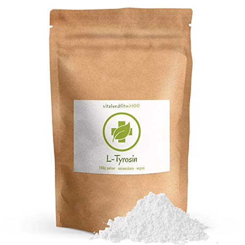 vitalundfitmit100 L-Tyrosin Pulver 100 g – Aminosäure, vegan, glutenfrei