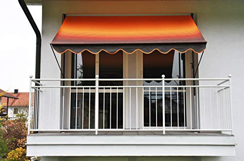 ANGERER Klemmmarkise Exklusiv orange-braun, 150 cm | Markise für Sonnenschutz, Montage ohne Bohren, ideale Balkonmarkise für Mietwohnungen, Made in Germany, waschbarer Stoff