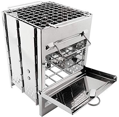 DUBENS Campingkocher Tragbarer Kompakter Holzofen Faltbarer Backpacking Herd Edelstahl Leichter Kochherd für Outdoor Kochen Picknick BBQ mit Aufbewahrungstasche