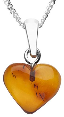 Kette mit Anhänger - Herz 11 mm - Silber 925/000 - Bernstein