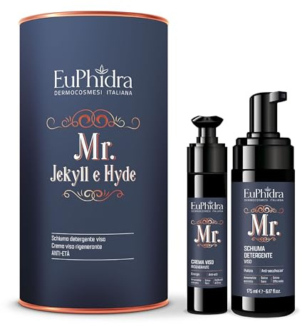 Euphidra, Cofanetto Mr. Jekill e Hyde Viso Anti-età, con Schiuma Detergente e Crema Rigenerante, con Estratti Naturali di Amamelide e Salice Nero, Senza SLES, Parabeni e Oli Minerali
