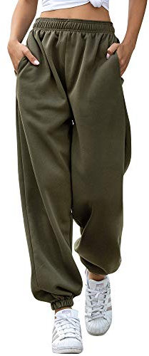 Nuofengkudu Damen Dick Warme Sporthose Laufhosen Jogginghose Gummibund Sweathose mit Taschen Stoffhose High Waist Hosen Bequeme Lockere Lässige Freizeithose Loungewear Outdoor Winter(Vlies-Weiß,S)
