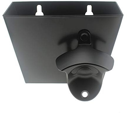 Luwanburg Black Beer Bottle Opener Wall Mount Bottle Top Opener with Cap Catcher Drainage