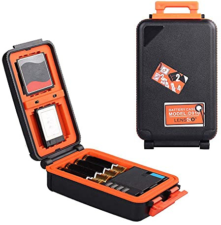 LENSGO Kamera Akku Speicherkartenetui, Speicherkarten Hardprotector Gehäuse Professionelle wasserfeste Anti Schock Kamera Batterie. Für 2Kamera-Akkus 4SD Karten 2XQD Karten oder 2 CFKarten