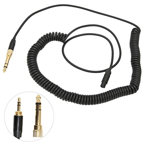 Cuifati 2 Pièces de Remplacement de Câble Audio, Cordon Auxiliaire Enroulé pour Casque Audio, Câble Extensible Audio à Ressort Noir pour Q701 K712 K702 K271S K240S K240MK