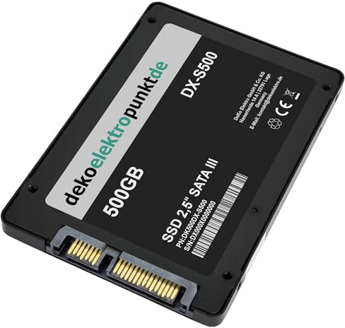 dekoelektropunktde 500GB SSD Festplatte passend für Sony VAIO VGN-AR49G | Solid State Drive, Intern, Kompatibles Ersatzteil, SATA3, 2,5