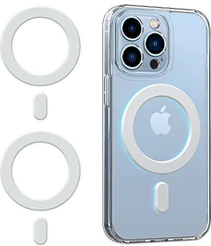 OUTXE Magnetisch Adapter Ring 2-Pack, Universal Magnet Sticker Kompatibel mit Magsafe Zubehör für iPhone 15/14/13/12/11 Mini Plus Pro Max, Galaxy S23/S22/S21 Ultra und Telefon Kasten -Weiß