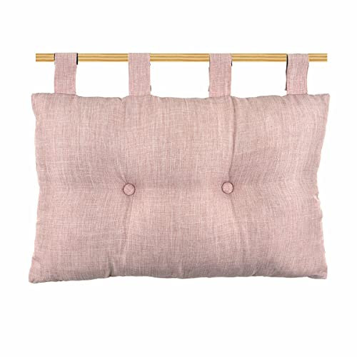 Caritex Cuscino Testata Letto Singolo o Matrimoniale, Testiera Letti Imbottita, Schienale Letto con Bottoni Decorativi, 45x70 cm, Con Passanti Per un Facile Montaggio BEA S809 (Cipria)