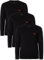 HUGO Mens LS-Shirt RN Triplet Three-Pack of Cotton Underwear T-Shirts with Logos Black