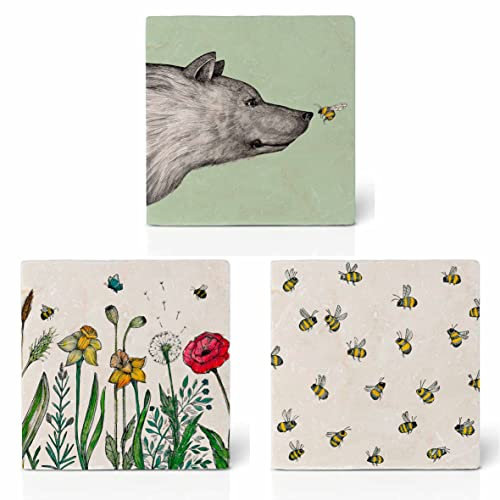 Ligarti® Natursteinfliesen Set (100% Marmor) Als hochwertiger Untersetzer für Getränke, Töpfe oder als Wandbild | Design Fliesen mit Vlies in 10x10cm |