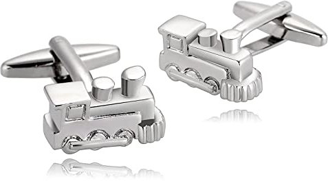 Wycian Manschettenknöpfe Herren Silber Elegant, Groom Cufflinks Zug Rostfreier Stahl 1.9X1.1CM für Männer Vater Freund Tuxedo Shirt