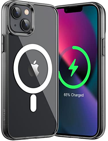 JETech Magnetic Case for iPhone 13 mini 5.4-Inch Compatible with MagSafe Wireless Charging, Shockproof Phone Bumper Cover, Anti-Scratch Clear Back (Black)