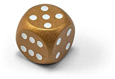Waldfelsen Einzelne Bunte Holzwürfel Augenwürfel aus Holz in 20 frei konfigurierbar | Spielmaterial Zubehör Würfel 16 mm W6 D6 Standardgröße Knobel Dice 6-seitig (Bronze-weiß)