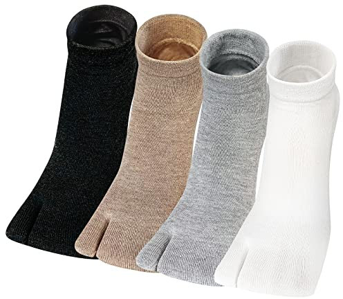 ZAKASA Tabi Socken Damen Zehensocken: Füßlinge Kurzesocken Sneaker Flip Flop Zehensocken Baumwolle Geta Socken Kurze Japanische Zwei-Zehen-Socken, Größe 35-41 Klassisch-4 Paare