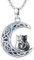 Odinstone Anhänger Katze Kette Katze Mond silber 925 Katzen Mädchen Halskette Damen Schmuck Katzenanhänger Geschenke für Frauen
