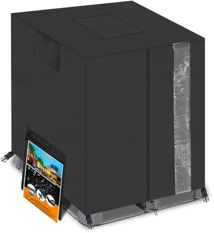 AXPQHL IBC Tank Abdeckung 1000L,IBC Tank Container Cover mit Top Deckelöffnung, 600D Oxford Frostschutz Und Sonnenschutz IBC Abdeckung,Schwarz,120x116x100cm