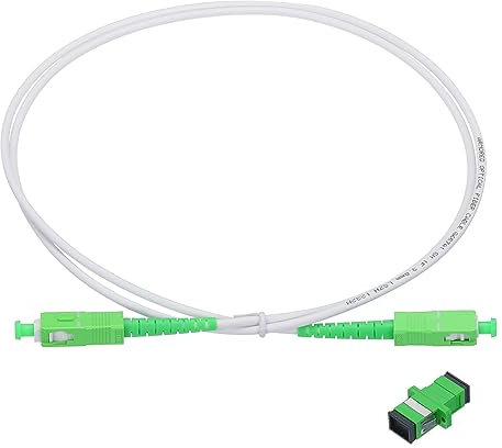 sourcing map Simplex OS2 LWL-Patchkabel LSZH SC/APC-SC/APC gepanzerter Jumper Optisches Weiß für LWL-LAN-Netzwerke mit Adapter, 1 Stück