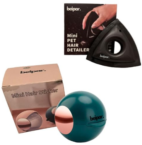 beipar. Rodillo Bola Quita pelos Mascotas, Pelusas, Reutilizable, Eco, para Ropa y Viaje (Verde) + Mini tríángulo Cepillo removedor pelos Perros, Gatos, de Alfombrillas Coche, hogar [Pack 2 Piezas]